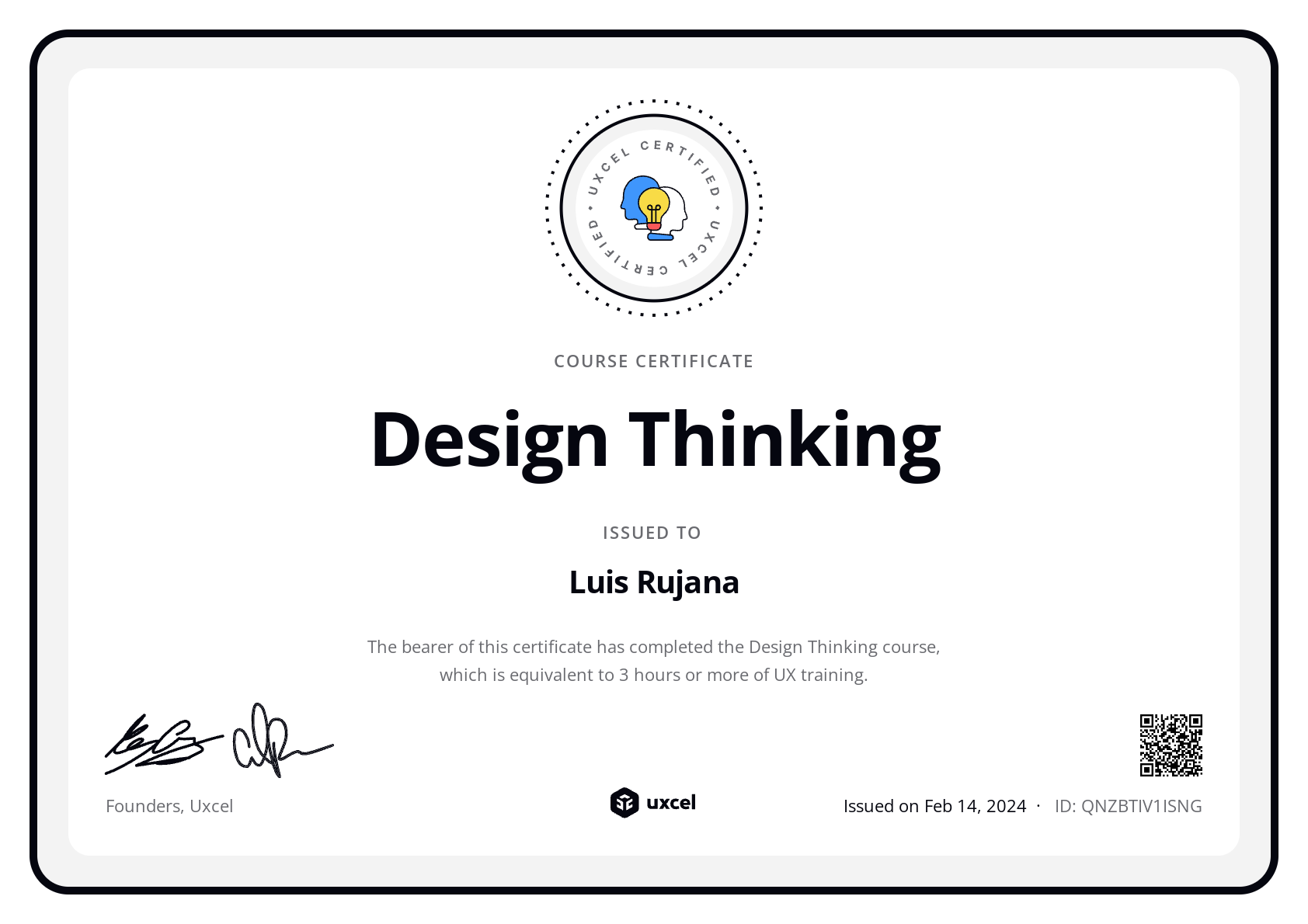 Luis Rujana's certificate